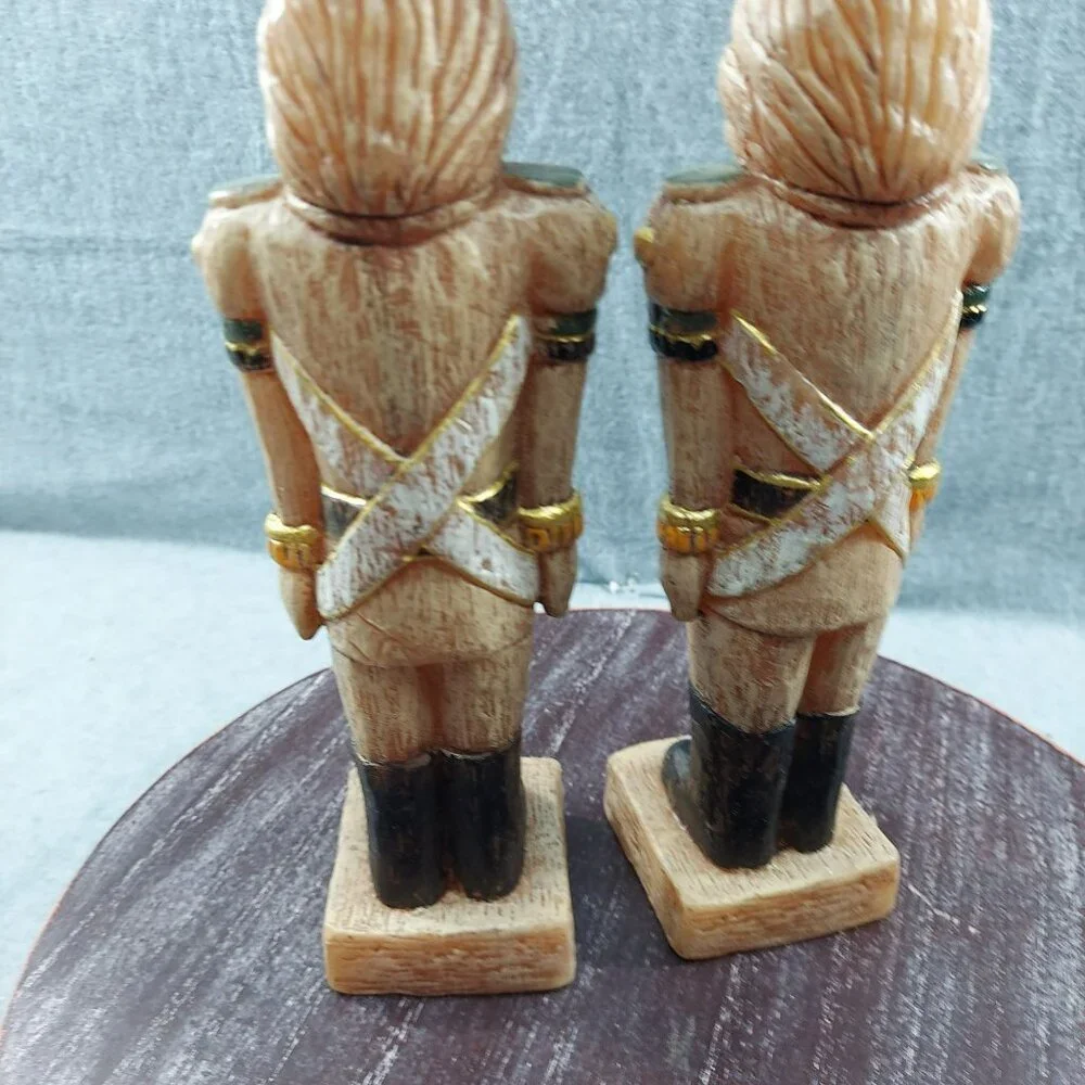 Pottery Barn Vintage Hand-Crafted Nutcracker Soldier Candles Pair